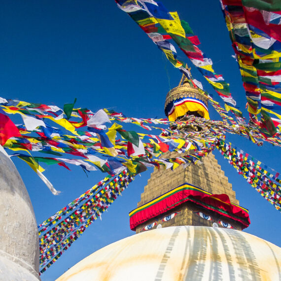 Nepal travel photography: Boudhanath Stupa, a sacred Buddhist Temple in Kathmandu, Nepal.