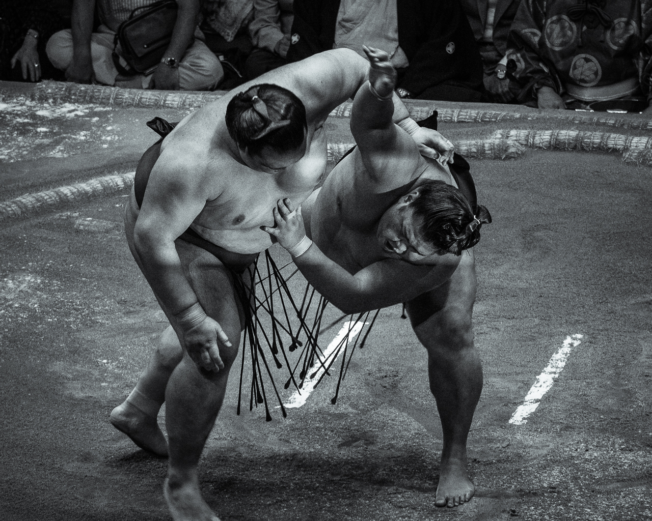 Japan travel photography: Sumo wrestlers at the 2018 Sumo Championship, Ryogoku Kokugikan national stadium, Tokyo, Japan.