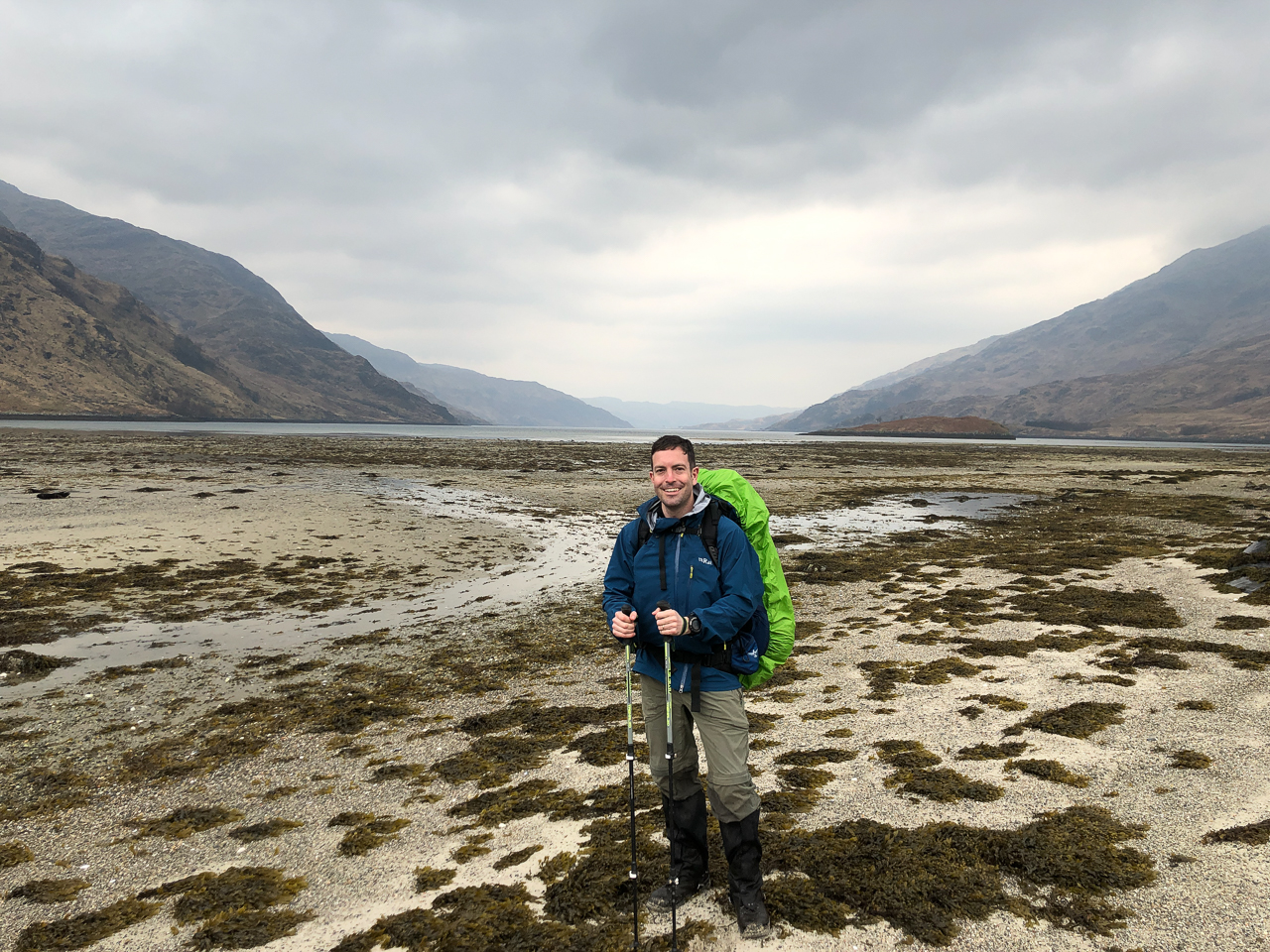 Cape Wrath Trail: On the sea loch beach at Sourlies.