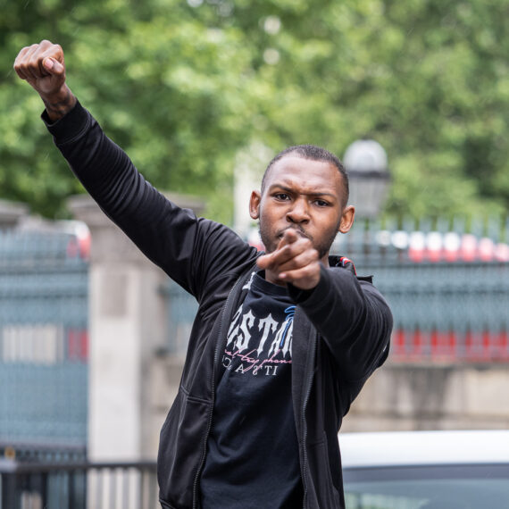 London, UK, 3 June 2020 - Black Lives Matter protesters marched to Parliament following a large demonstration in Hyde Park over the death in custody of George Floyd in Minnesota.