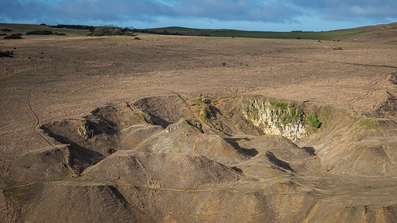 An abandoned quarry near Postlip, on Cleeve Hill in the Cotswolds, Gloucestershire, England.